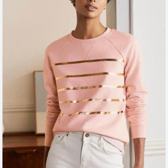 Boden Tops - Boden powder pink gold stripes crew sweat shirt